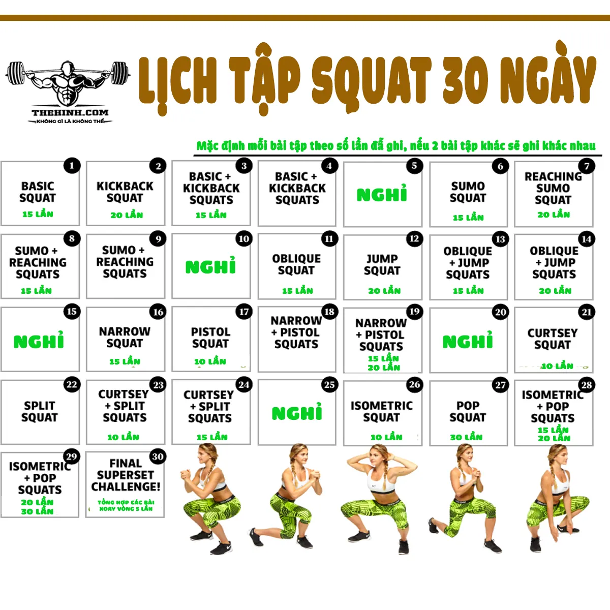 Top 16 bài tập Squat cho vòng 3 săn chắc đầy đặn siêu quyến rũ