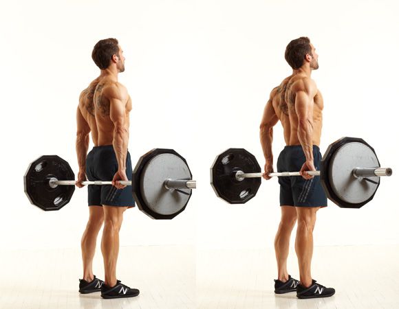 Bài tập cầu vai hiệu quả nhất cho nam – Barbell Shrug Behind The Back