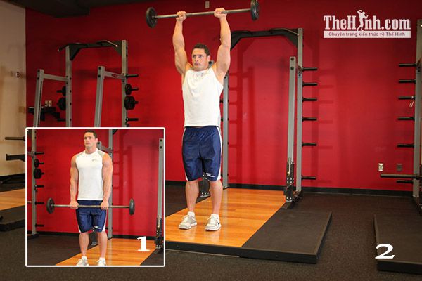 Standing Front Barbell Raise Over Head – Giơ tạ qua đầu tập vai